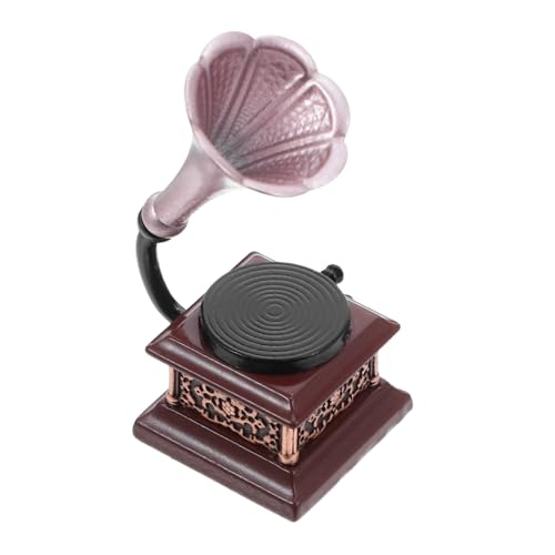 UPKOCH Maßstab Miniatur Plattenspieler Zubehör für Puppenhaus Retro Miniatur Phonograph Dekoration Leichtes Mini Haus Accessoire von UPKOCH