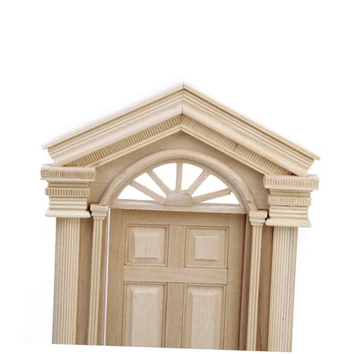 UPKOCH Maßstab Puppenhaus DIY Holz Tür mit Spitzem Giebel Einwärts Öffnend Natürlicher Holzton für Puppenhaus Möbel und Innenraumdekoration von UPKOCH