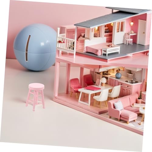 UPKOCH Maßstab Rund Hohe Beine Puppenhaus Möbel Zubehör Für Basteln Und Mikro Szenen Rosa von UPKOCH