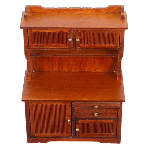 UPKOCH Maßstab Vintage Bücherregal mit Doppel-türen Einfacher Aufbau Vielseitig Einsetzbar Rustikaler Landhausstil für Dollhouse Dekoration von UPKOCH