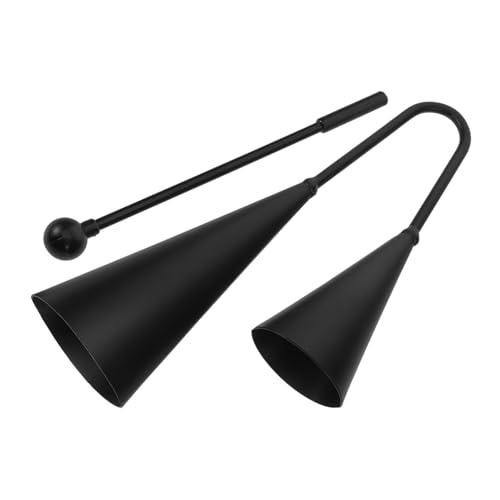 UPKOCH Metall Doppel Kuhglocke mit Stab Zweifarbige Two Tone Bell Robustes Orff Percussioninstrument für Leicht und Tragbar Klarer für Musikunterricht und Outdoor Aktivitäten von UPKOCH