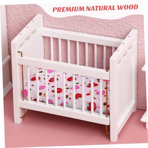 UPKOCH Mini Babybett Weiß Miniatur Puppenhaus Möbel Holzmodell Dekoratives Kinderzimmer Zubehör von UPKOCH