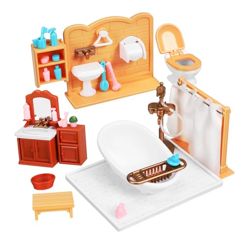 UPKOCH Mini Badezimmer Puppenhaus Möbel Detailreiches Kunststoffmodell mit Badewanne Schrank Waschbecken Sicheres Spielzeugzubehör für Puppenhäuser Vielseitig als Dekoration und Geeignet UPKOCH Mini Badezimmer Puppenhaus Möbel Detailreiches Kunststoffmodell mit Badewanne Schrank Waschbecken Sicheres Spielzeugzubehör für Puppenhäuser Vielseitig als Dekoration und Geeignet von UPKOCH