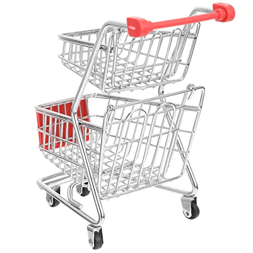 UPKOCH Mini-einkaufswagen Supermarkt-handwagen-Spielzeug Kinderspielzeug Tragbar 4 Rollen Desktop-Ornament von UPKOCH