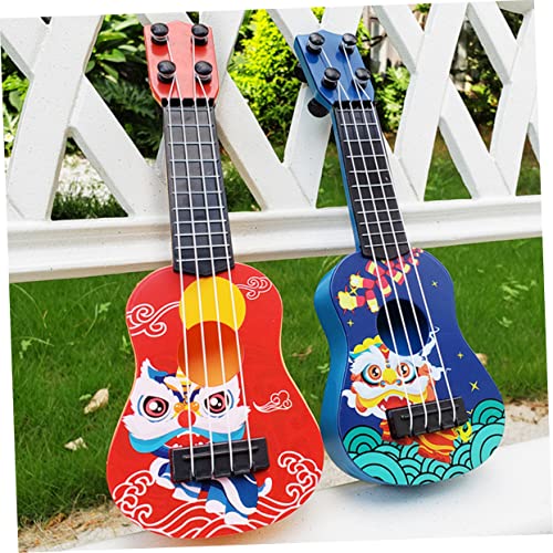 UPKOCH Mini Gitarre Modell für Spielzeuggitarre im Karikaturdesign Rote Ukulele Fotografie Requisiten Musikspielzeug für Mini Hausdekor und Kreative Gestaltung von UPKOCH