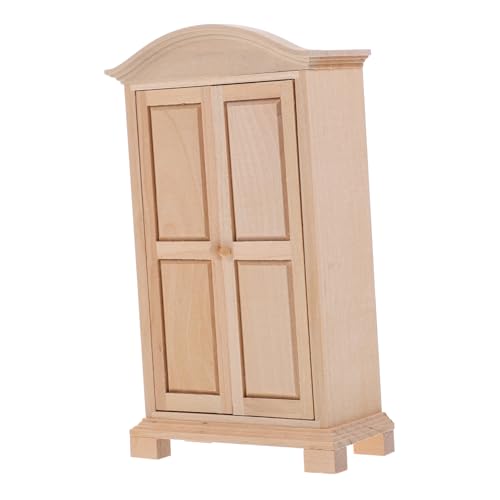 UPKOCH Mini-Kleider Schrank Kleiderbügel Kleiderständer Kleiderschränke Puppenhaus Puppenmöbel Kleiderschrank Für Puppenkleidung Miniatur-aufbewahrungsmöbel Kleines Schrankmodell Hölzern von UPKOCH