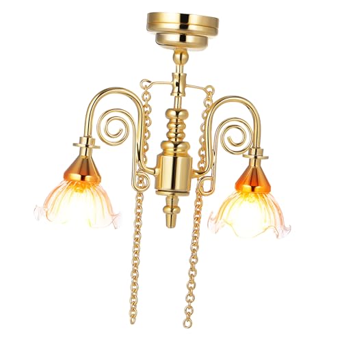 UPKOCH Mini Lampe Puppenhaus Decke Licht Kleine Puppenhausmöbel Vintage Miniatur Puppenhaus Accessoire Dollhouse Schlafzimmer Möbel von UPKOCH