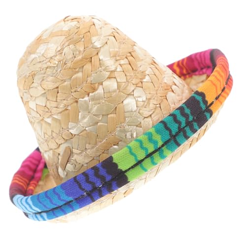 UPKOCH Mini Strohhut Miniatur für Puppen und Weinflaschen Stabiles Strohmaterial Vielseitiges DIY Bastelzubehör Dekorativer Kleiner Sombrero für Haustiere und Festliche Anlässe von UPKOCH