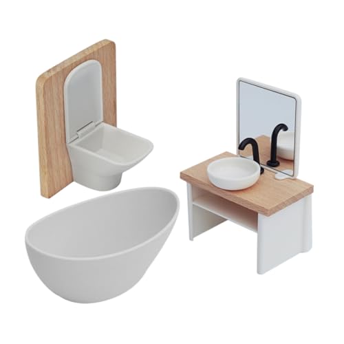 UPKOCH Mini Waschbecken Puppenhaus Toilette Miniatur Badezimmerzubehör Set Mini Badezimmerutensilien Für Puppen Miniatur Badezimmerwaschtisch Spielset von UPKOCH