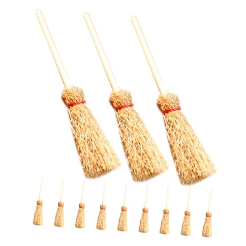 UPKOCH Miniatur Besen Puppenhaus Dekoration Realistisches Mini Bastelzubehör Für Fotografie Feengarten Requisiten Sammler Mini Möbel Beige 12 Stück von UPKOCH