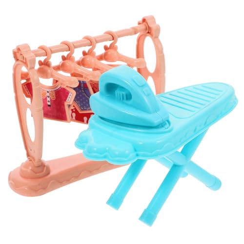 UPKOCH Miniatur Bügeleisen mit Bügelbrett und Kleiderständer Puppenhaus Zubehör Kreatives Mini House Ornament für Basteln Dekoration und Kindliche Fantasieförderung von UPKOCH