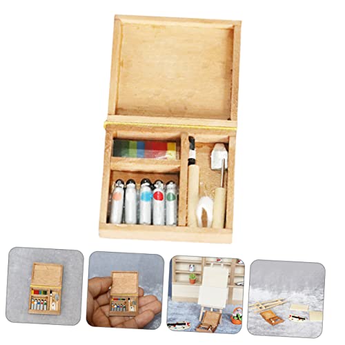 UPKOCH Miniatur Holzfarbe Box Puppenhaus Zubehör Umweltfreundliche Miniaturdekoration Kinderzimmer Bastelset für Overnachtungsparty und Puppenhaus Szene von UPKOCH