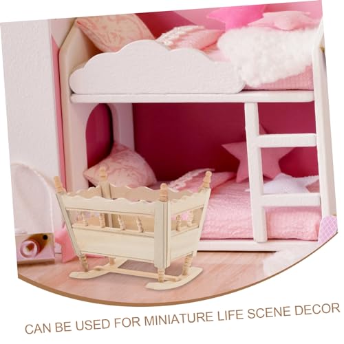 UPKOCH Miniatur Holzkrippe Modell Babybett Puppenhaus Deko Mini Möbel Handgefertigt Glatt Kompakt Leicht Kreatives für Miniatur Szenen von UPKOCH