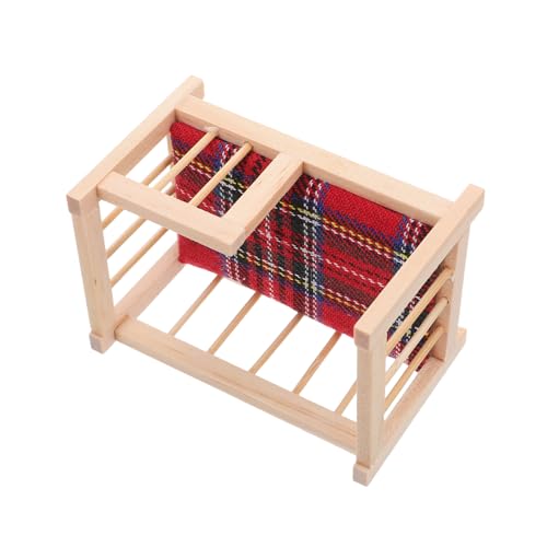 UPKOCH Miniatur Puppenhaus Babybett aus Holz mit Stilvoller Bettwäsche Kompatibel mit Verschiedenen Puppengrößen Kompakte für Puppenhaus-zimmerdekoration und Kreative DIY-Szene von UPKOCH