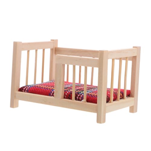 UPKOCH Miniatur Puppenhaus Babybett aus Holz mit Stoffmatratze Realistische Krippe für Puppenhaus-Dekoration Vielseitiges Schlafzimmermöbel für Kleine Räume Detailreiches Zubehör von UPKOCH