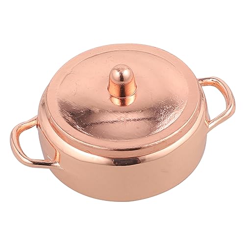 UPKOCH Miniatur Puppenhaus Kochtopf Rosegold Dekorativer Mini Küchenaccessoire Realistische Miniatur Kochgeschirr Deko für Puppenhaus Küche und Kreative Spielwelten Detailreich und von UPKOCH