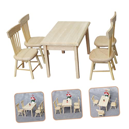 UPKOCH Miniatur Puppenhaus Möbel Set Tisch Stühle Handgefertigte Miniaturmöbel Leicht und Tragbar Dekorativ für Puppenhaus und Indoor Modelle für Sammler von UPKOCH