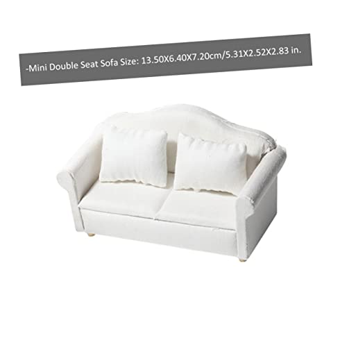 UPKOCH Miniatur Puppenhaus Sofa Möbel Teilig Weißes Doppelsofa mit Kissen Holz und Realistische Puppenmöbel Dekoration und Fotorequisite UPKOCH Miniatur Puppenhaus Sofa Möbel Teilig Weißes Doppelsofa mit Kissen Holz und Realistische Puppenmöbel Dekoration und Fotorequisite von UPKOCH