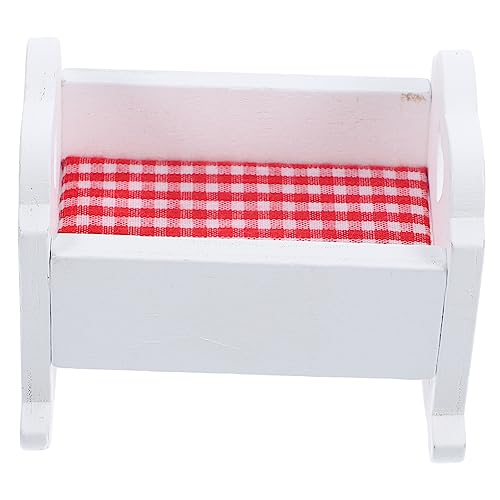 UPKOCH Miniatur Puppenhaus Weiß aus Holz Stabile Mini Krippe mit Glatter Oberfläche Kindgerechtes Puppenbett Dekoratives Mini Möbelstück für Puppenhaus Schlafzimmer von UPKOCH