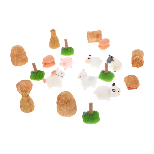 UPKOCH Miniatur-figurenset Mit Bauernhoftieren – Kleine Winzige Figuren, Miniballen Für Die Dekoration Von Feengärten, Mikro-landschaftsornamente, Puppenhaus-bastelzubehör von UPKOCH