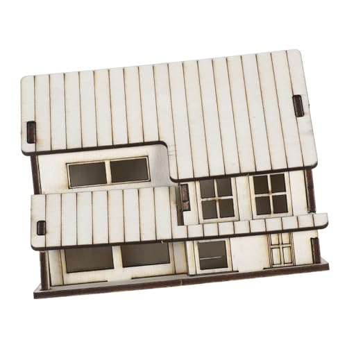 UPKOCH Miniaturhaus Montagehaus-Puzzle Weihnachtshaus-dorfdekoration Hausmontagemodell Modell Eines Spielzeughauses Weihnachtsdorf Selber Machen DIY Mini House Tischhausfiguren Holz Beige von UPKOCH