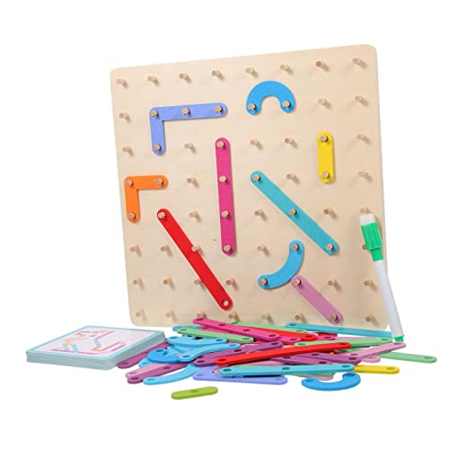 UPKOCH Montessori Geoboard Holzspielzeug für Geometrisches Puzzle für Kleinkinder Pädagogisches Lernspielzeug Feinmotorik und Formenverständnis Stabiles Holzspielzeug für Jungen und von UPKOCH