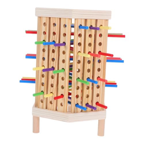 UPKOCH Montessori Holz Brettspiel mit Bunten Stäbchen Pädagogisches Lernspielzeug für Kleinkinder Fördert Zählen Sortieren Feinmotorik und Soziale Interaktion Sicherer Naturholzspaß von UPKOCH