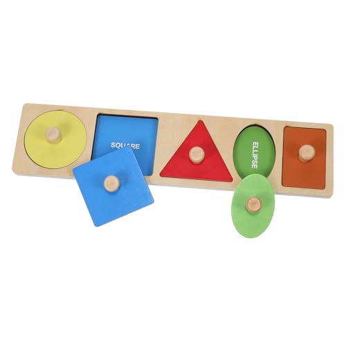 UPKOCH Montessori Holz Steckpuzzle Formensortierer Farbige Geometrische Lernspielzeug Vorschulkinder Pädagogisches Greifbrett aus Holz Formwahrnehmung von UPKOCH