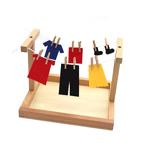 UPKOCH Montessori Holzkleiderbügel Lernspielzeug Spielhaus Kleidung Aufhängen Kreativitätsfördernd Praktisches Üben für Jungen Mädchen Ab Jahren von UPKOCH