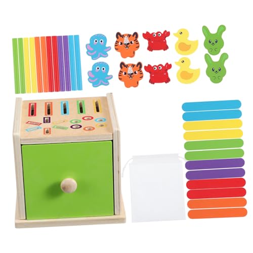 UPKOCH Montessori Holzspielzeug Farbsortierspielzeug mit Bunten Formen Pädagogisches Lernspiel für Kleinkinder Sicherer Holz Steckwürfel für Frühe Hand Auge koordination und Motorische von UPKOCH