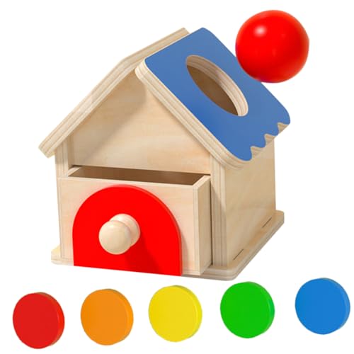 UPKOCH Montessori Holzspielzeug Münzbox mit Kugelwurf Jahre Feinmotorik Lernspielzeug für Kleinkinder Pädagogisches Sensory Matching Toy von UPKOCH