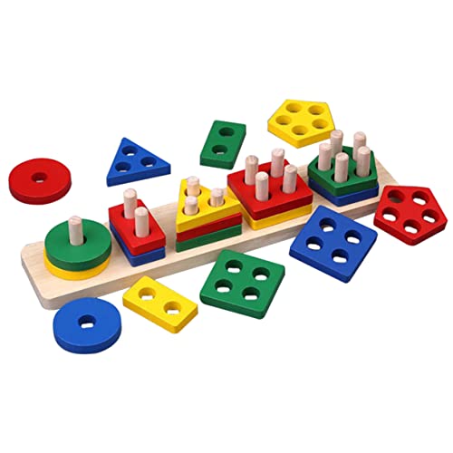 UPKOCH Montessori Holzspielzeug Sortierspiel für Kleinkinder Bunte Formblöcke aus Holz Motorikförderndes Puzzle zur Farb und Formerkennung für Jungen und Mädchen Ab Jahr von UPKOCH