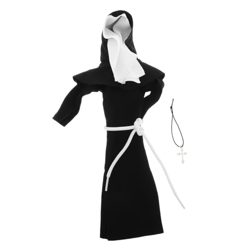 UPKOCH Niedliches Nonnenkostüm Puppenkleidung mit Silberner Halskette Geeignet für Plüschtiere Rollenspiel und Kirchszenen Vielseitiges Outfit Puppen und DIY Ankleiden von UPKOCH