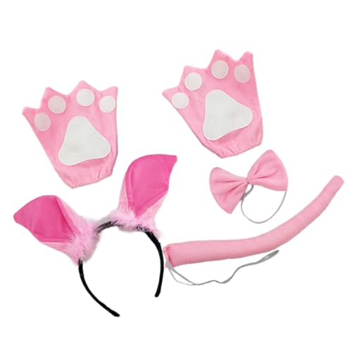 UPKOCH Niedliches Schweine kostüm set mit Ohren stirnband Schleife und Handschuhen für Bequemes Sicheres Material für Halloween Fasching Bühnenauftritte und Mottopartys von UPKOCH