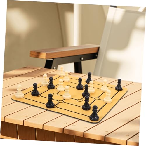UPKOCH Nine Mens Morris Brettspiel Set für Erwachsene Tragbares Leichtes Spiel mit Mauspad Schachbrett Fördert Strategisches und Unterhaltung für Familien und Partys von UPKOCH