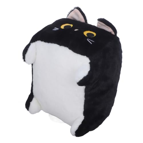 UPKOCH Plüschspielzeug Flauschiges Kuscheltier geschmeidiges Dekokissen Desktop-Katzenpuppe Katzenspielzeug Kinderpuppenspielzeug Plüschkatzenpuppe Stofftierpuppe kurzer Plüsch Schwarz von UPKOCH