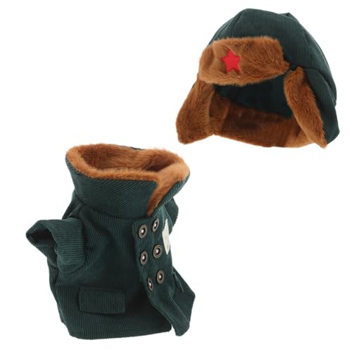 UPKOCH Puppen-armeejacke mit Mütze Kuscheliges Winterkostüm aus Polyester Kreative Verkleidung für Kleine Puppen Fördert Fantasie und Feinmotorik Grün von UPKOCH