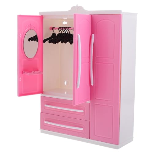UPKOCH Puppenhausmöbel Puppenschrank Mit Kleiderbügeln Kleidergarderobe Aufbewahrungsorganisator Für Puppen-Outfits Schlafzimmerzubehör von UPKOCH