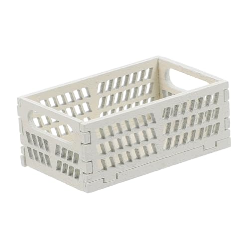 UPKOCH Puppenhaus Aufbewahrungsbox Miniatur Wäschekorb Waschkorb Aufbewahrungskorb Badezimmerkörbe Kleiderkorb Puppenmöbel Das Tiny Stuff Minihaus Weiß Holz von UPKOCH