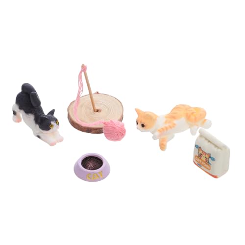 UPKOCH Puppenhaus Dekoration Kätzchenfiguren Katzen Minifiguren Miniatur Tierfiguren Puppenhaustiere Katzen Miniaturfiguren Puppenhauszubehör von UPKOCH