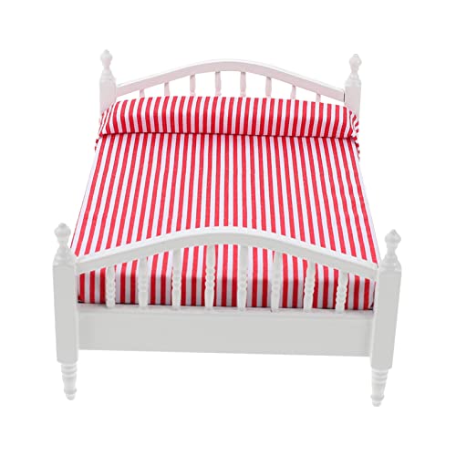 UPKOCH Puppenhaus Doppelbett Puppen Puppenhausmöbel Babypuppe DIY Mini Einzelbett Für Zwillingsbodenbett Dekorationen Kinderbett In Zwillingsgröße Zwillingsbett Puppenhaus von UPKOCH