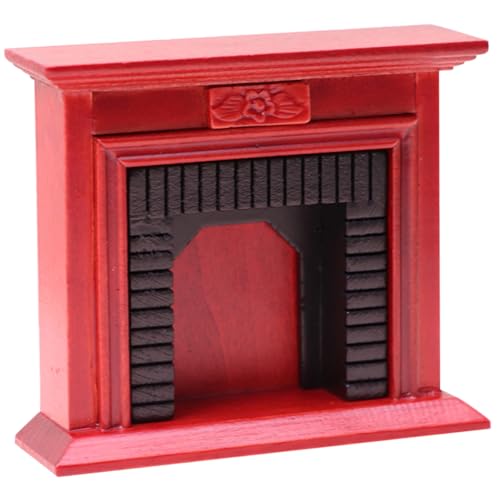 UPKOCH Puppenhaus Kamin Puppenhäuser Miniaturhaus Miniaturlichter Miniaturgegenstände Feengarten Kleines Mini Mikrowelle Kleines Zuhause Spielzeughaus Mini Kamin Möbel Holz Rot Holz von UPKOCH