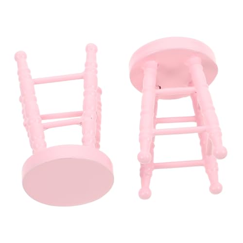 UPKOCH Puppenhaus Möbel Realistische Runde Sitzgelegenheit Hoher Fußhocker für Mini Szenen Handgefertigt Vielseitig für Basteln und Sammler Geeignet Rosa von UPKOCH