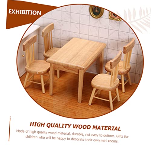 UPKOCH Puppenhaus Möbel Set Holz Tisch und Stühle Detailreiches Kindertisch Stuhl Modell Spielhaus Zubehör für Kreative Hausdekoration und Mini Esszimmerszene von UPKOCH