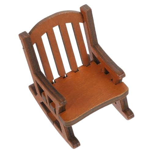 UPKOCH Puppenhaus Schaukelstuhl Stühle Vintage Wohndekor Strandstuhl Mini Dekoration Stuhl Ornament Holz Puppenmöbel Miniatur Schaukelstuhl Möbel Kaffee Birke von UPKOCH