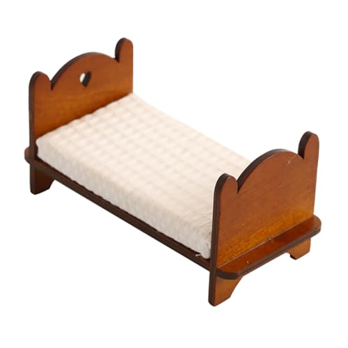 UPKOCH Puppenhaus-holzbett, Miniaturmöbel, Mini-Schlafzimmer-zubehör Aus Holz, Miniatur-hausbett Für Puppenhaus-Dekoration, Mini- -zubehör von UPKOCH