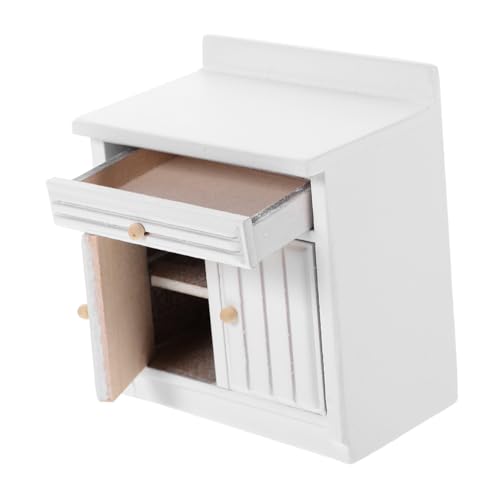 UPKOCH Puppenhaus-kochtisch Modell Küchentisch Miniaturschrank Mini-Food-kochtisch Mini-küchenmöbel- Zubehör Mini-Miniatur Miniatur-schrankdekor Miniaturtisch Puppenmöbel Holz Weiß von UPKOCH