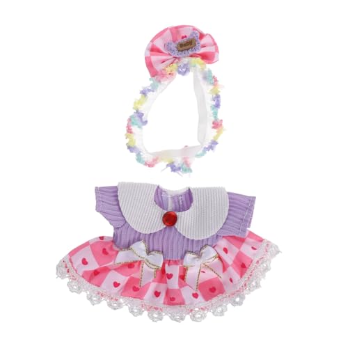 UPKOCH Puppenkleidungs Mädchen und Plüschbären Weiches Langlebiges Reborn-Puppen-Cosplay-Outfit mit Prinzessin Tüllrock und Schleifen-Stirnband Kompatibel mit Labu von UPKOCH