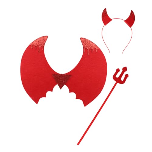 UPKOCH Rotes Teufelskostüm mit Kopfband Flügeln und Teufelsgabel Leichtes und Langlebiges Halloween Party Zubehör für Jungen und Mädchen für Bühnenauftritte und Karneval UPKOCH Rotes Teufelskostüm mit Kopfband Flügeln und Teufelsgabel Leichtes und Langlebiges Halloween Party Zubehör für Jungen und Mädchen für Bühnenauftritte und Karneval von UPKOCH