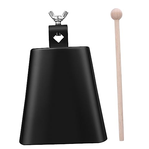UPKOCH Schwarze Kuhglocke Musical Drumset-Percussion Pädagogisches Musikalisches Krachmacher Mit Stock Instrumentenzubehör Zubehör Für Trommeln Schlaginstrument Black Hölzern von UPKOCH